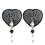 Bijoux de Nip Heart Black Crystal Pasties w/ Beads - Royal Sins