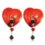 Bijoux de Nip Heart Red Sequin Pasties w/ Facet Beads - Royal Sins