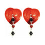 Bijoux de Nip Red Sequin Heart Pasties with Faceted Beads - Royal Sins