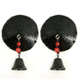 Bijoux de Nip Round Black Sequin Pasties w/ Bells - Royal Sins