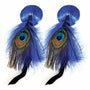 Bijoux de Nip Round Blue Sequin Pasties w/ Feathers - Royal Sins