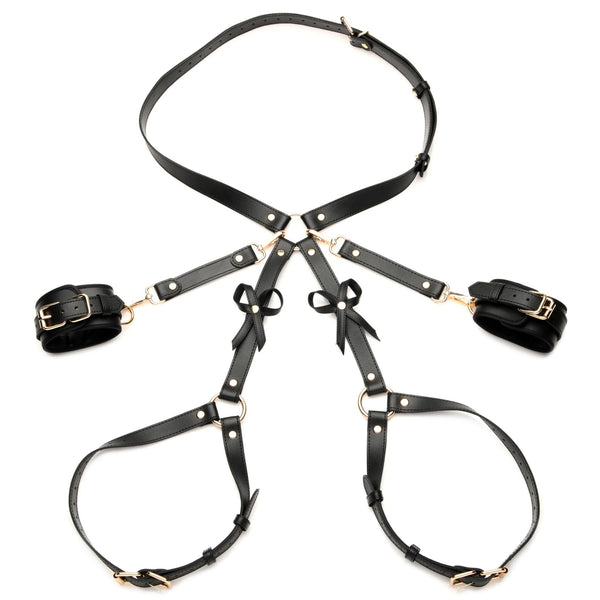 Black Bondage Thigh Harness with Bows - M/L - Royal Sins