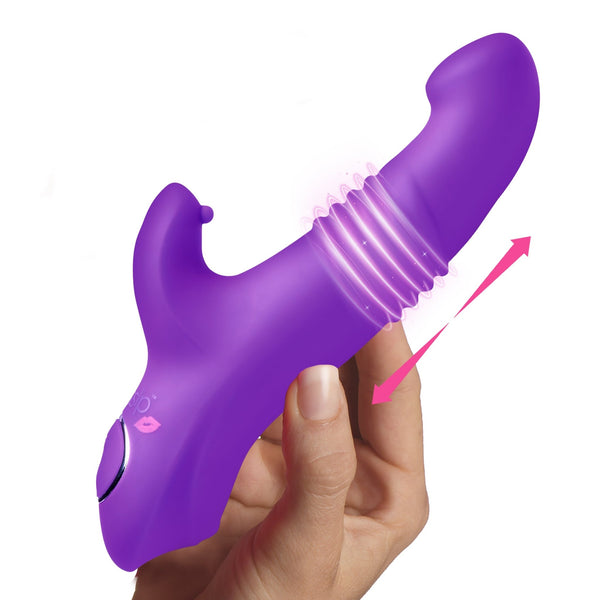 Blaster 7X Thrusting Silicone Rabbit Vibrator - Purple - Royal Sins