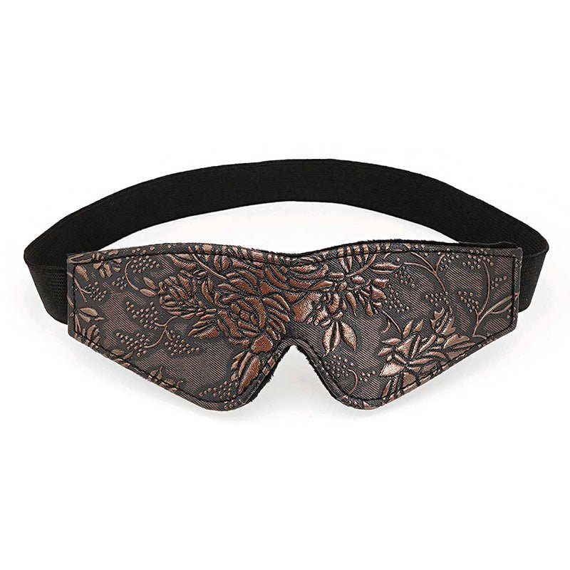 Blindfold Brown PU Floral Print With Faux Fur Lining - Royal Sins
