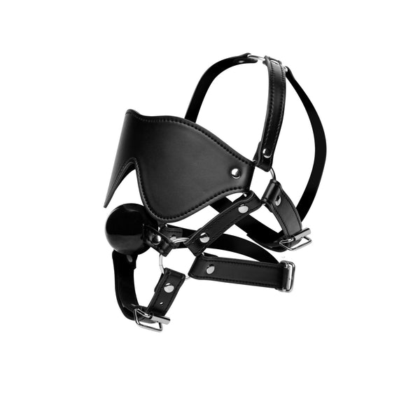 Blindfold Harness and Black Ball Gag - Royal Sins