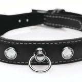 Bling Vixen Leather Choker with Rhinestones - Clear - Royal Sins