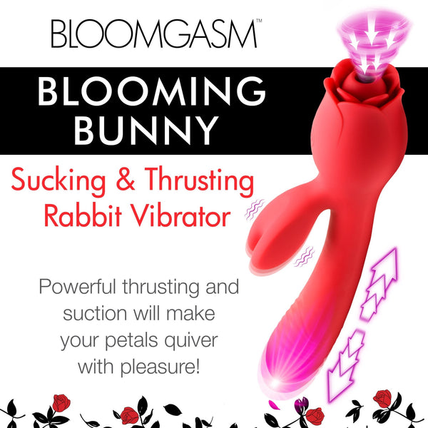 Blooming Bunny Sucking and Thrusting Silicone Rabbit Vibrator - Royal Sins