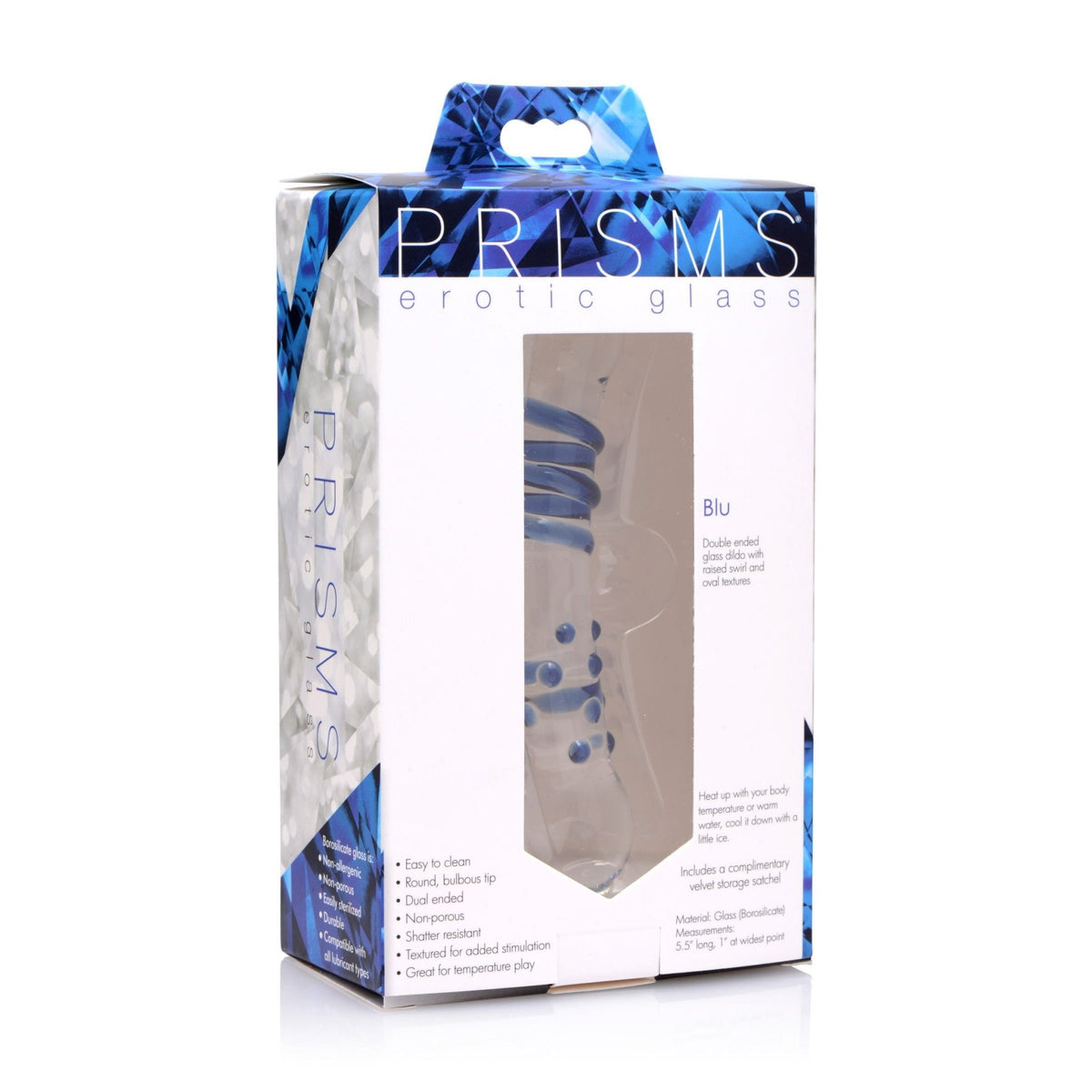 Blu Dual Ended Glass Dildo - Royal Sins