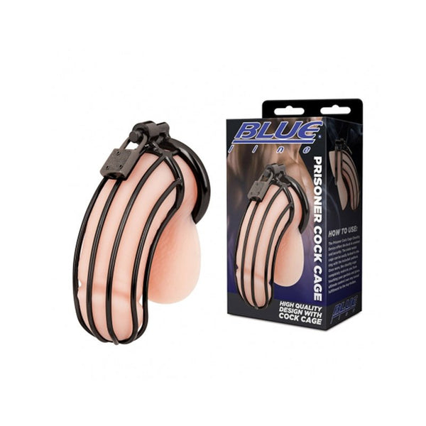 Blue Line Prisoner Cock Cage Black - Royal Sins