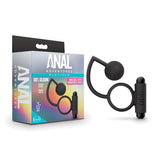 Blush Anal Adventures?Platinum Silicone Anal Ball with Vibrating C - Ring Black - Royal Sins