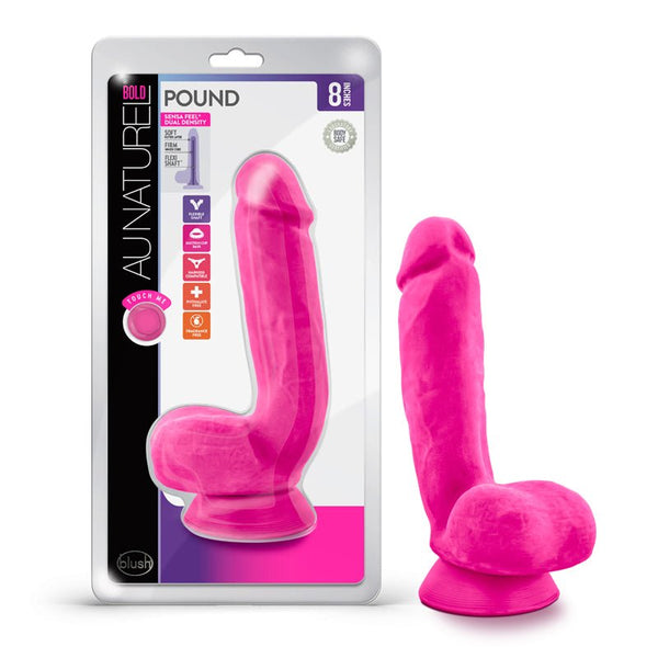 Blush Au Naturel Bold Pound 8.5 in. Posable Dual Density Dildo with Balls & Suction Cup Pink - Royal Sins