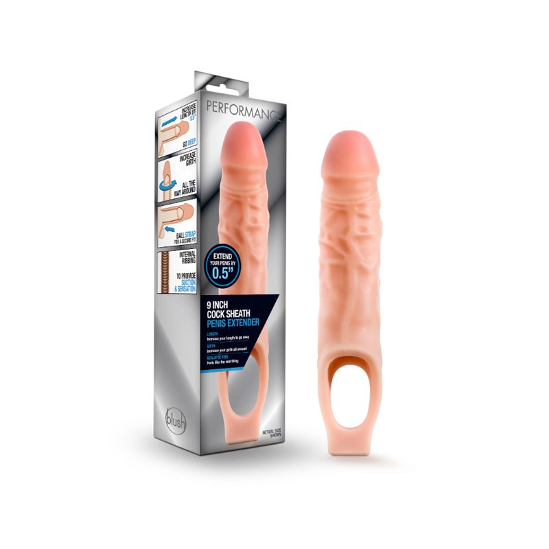 Blush Performance 9 in. Cock Sheath Penis Extender Sling Beige - Royal Sins