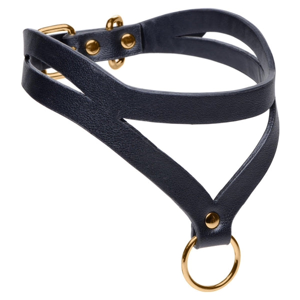 Bondage Baddie Black and Gold Collar with O - Ring - Royal Sins