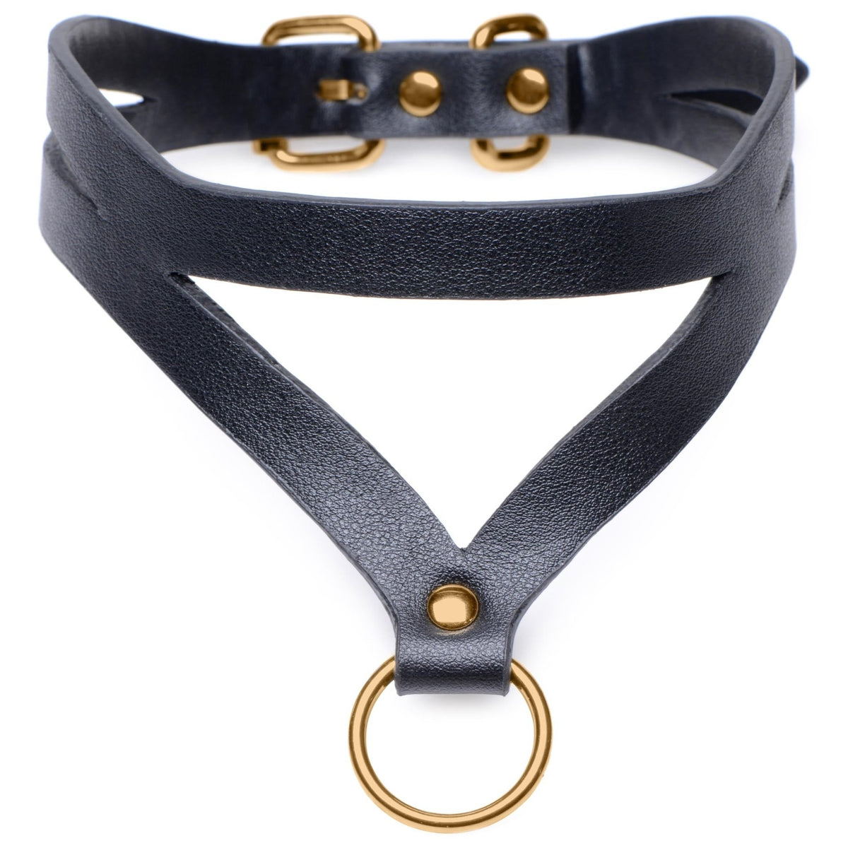 Bondage Baddie Black and Gold Collar with O - Ring - Royal Sins