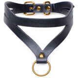 Bondage Baddie Black and Gold Collar with O - Ring - Royal Sins