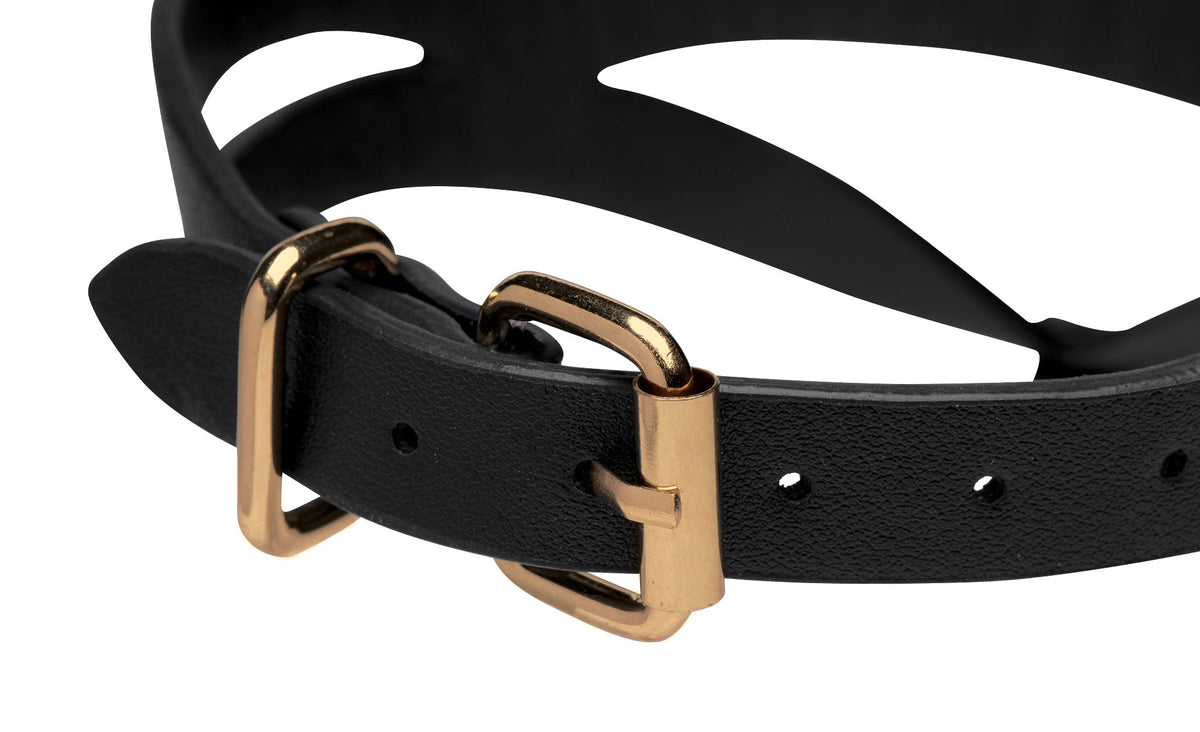 Bondage Baddie Black and Gold Collar with O - Ring - Royal Sins