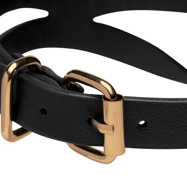 Bondage Baddie Black and Gold Collar with O - Ring - Royal Sins