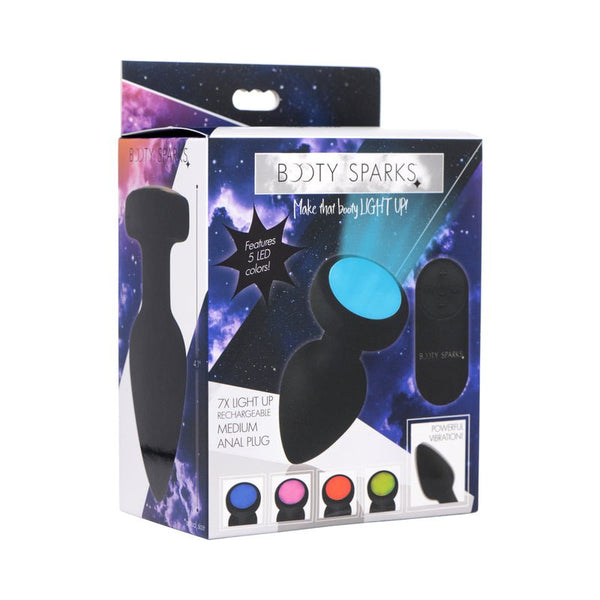 Booty Sparks Rechargeable Light Up Vibrating Anal Plug with Remote Control M - Royal Sins