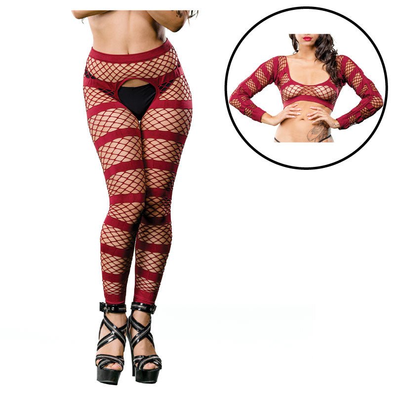Burgandy Stripes Crotchless Legging Packaging Box - Royal Sins