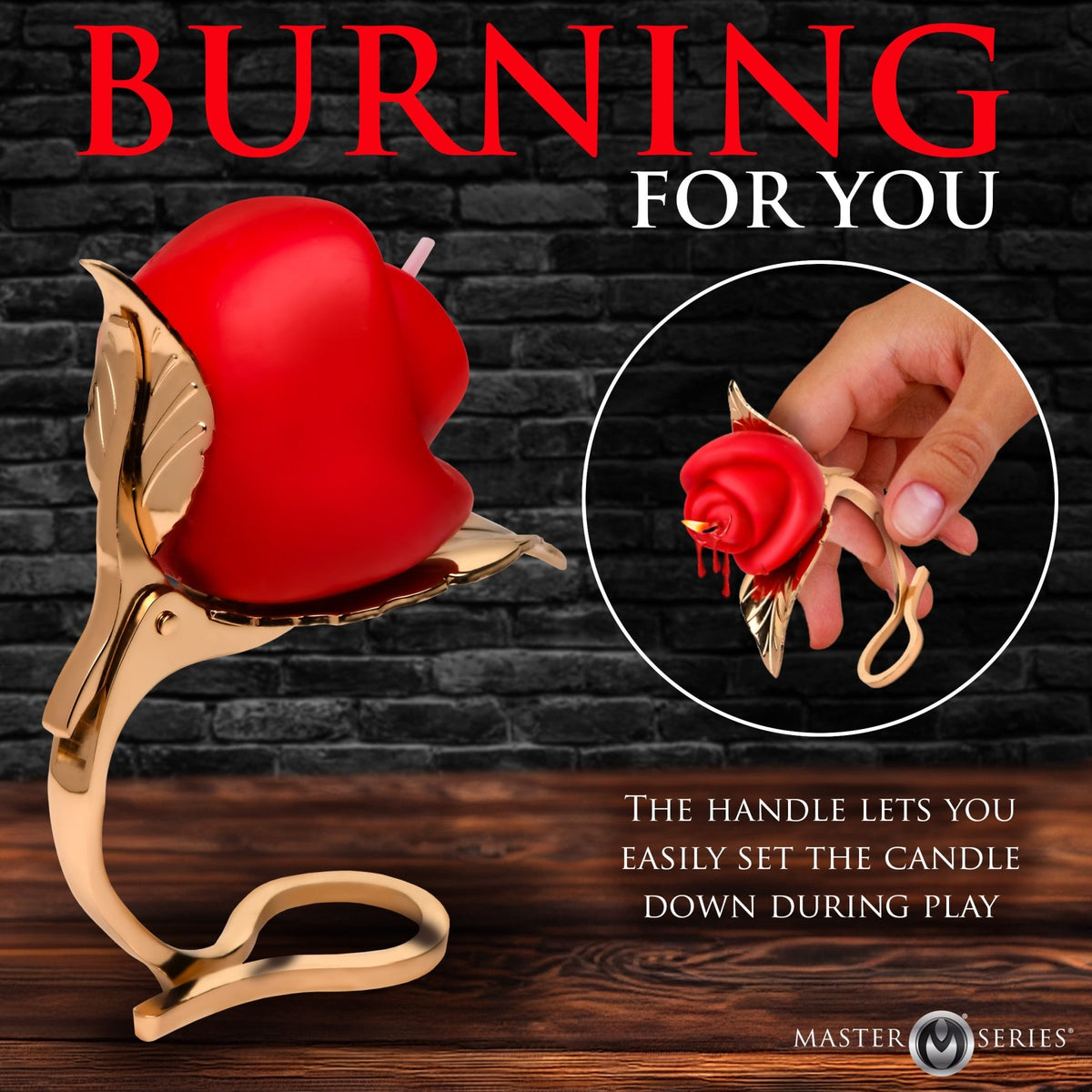 Burning Passion Rose Candle with Holder - Royal Sins