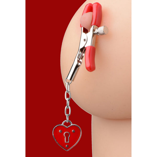 Captive Heart Padlock Nipple Clamps - Royal Sins