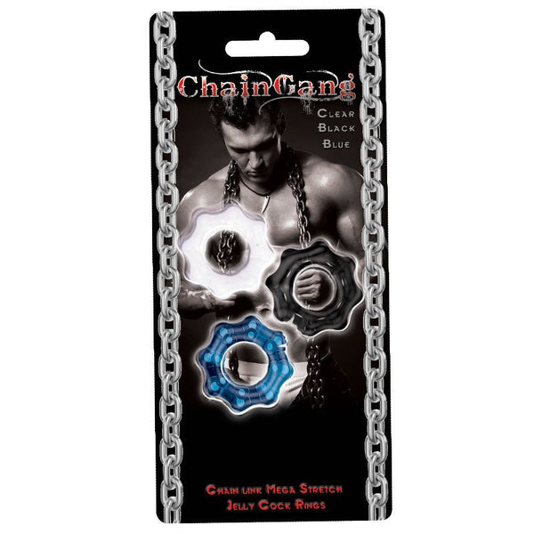 Chain Gang Cockrings 3pk (Clr,Blue,Blk) - Royal Sins
