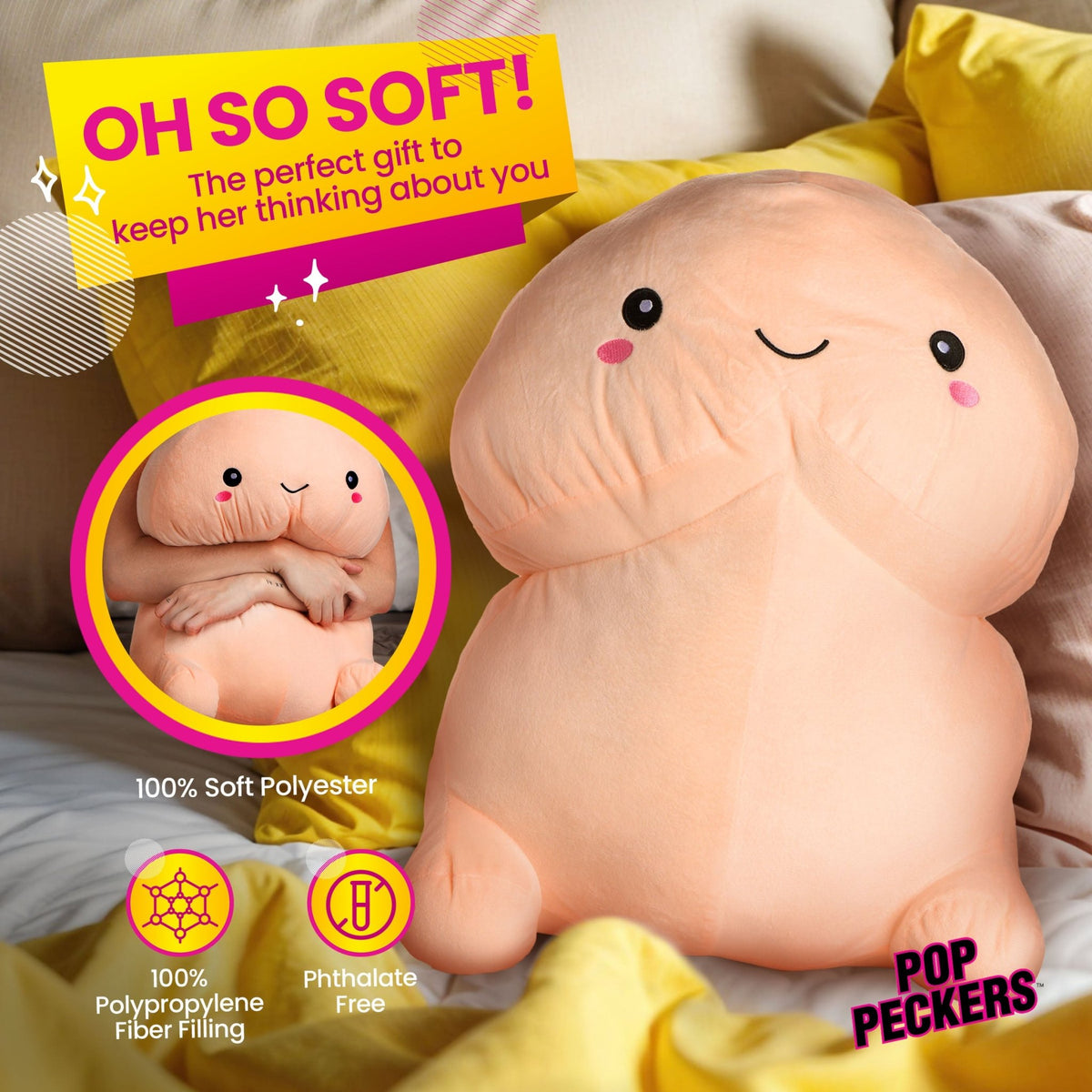 Chibi Happy Peckers Pillow - Large - Royal Sins