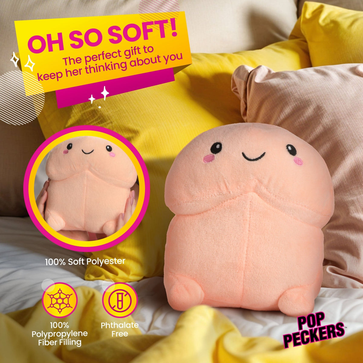 Chibi Happy Peckers Pillow - Small - Royal Sins