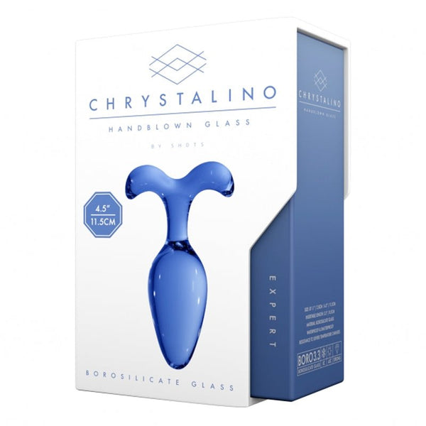 Chrystalino Expert 4.5 in. Glass Wand Dildo Plug Blue - Royal Sins