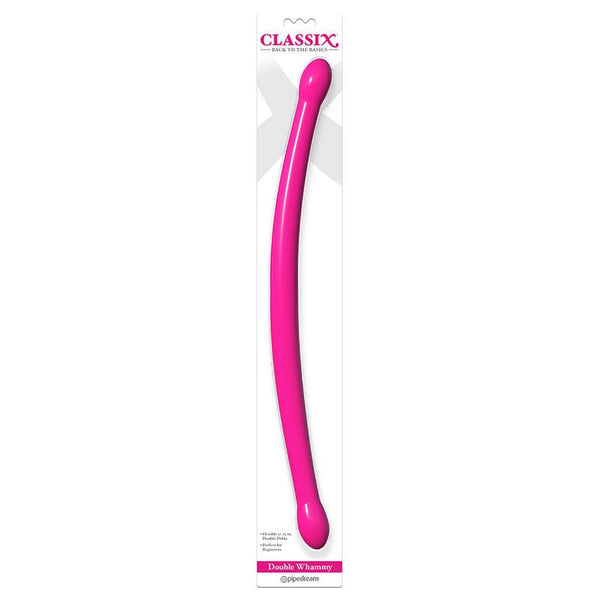 Classix Double Whammy 17.25 in. Flexible Dual - Ended Dildo Pink - Royal Sins