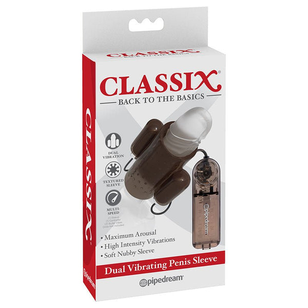 Classix Dual Vibrating Penis Sleeve Smoke - Royal Sins