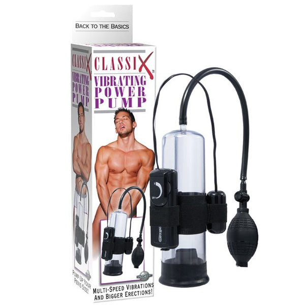 Classix Vibrating Power Pump Clear/Black - Royal Sins