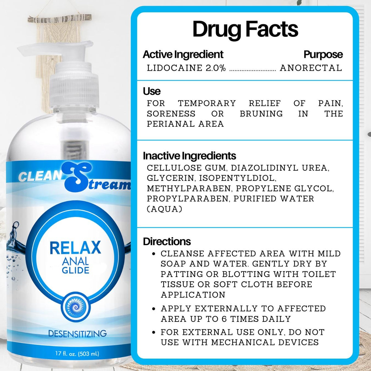 Clean Stream Relax Desensitizing Anal Lube 17 oz - Royal Sins