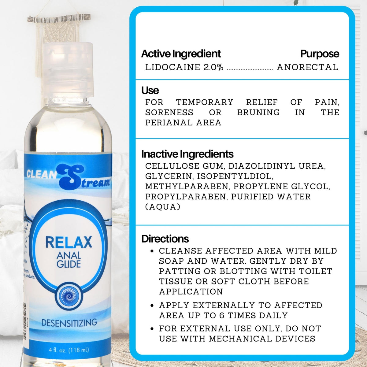 CleanStream Relax Desensitizing Anal Lube 4 oz - Royal Sins