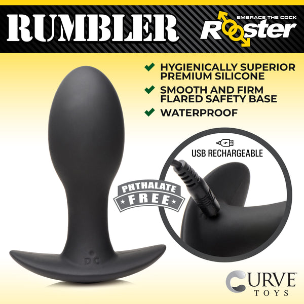 Rumbler Vibrating Silicone Butt Plug - Large