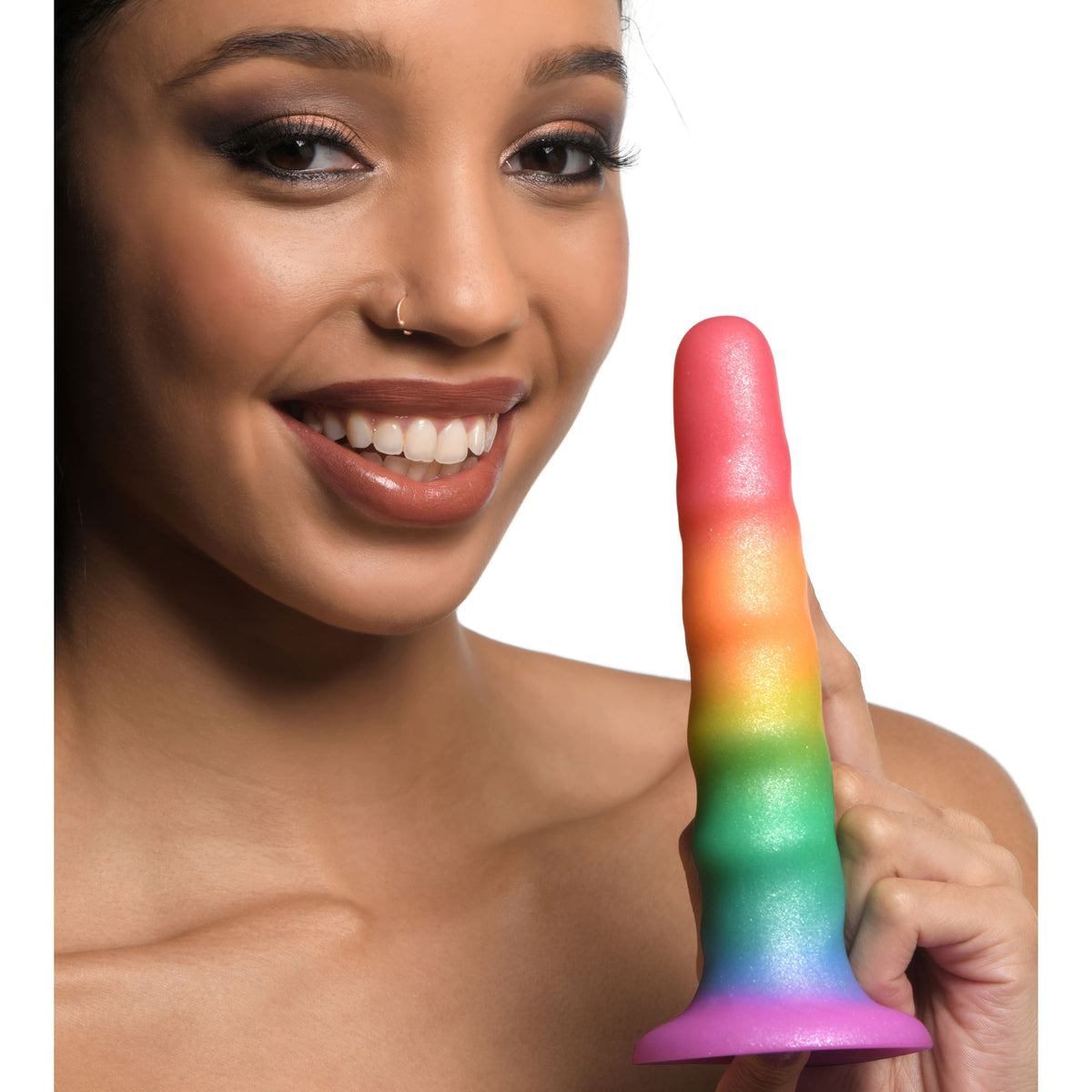 Zigzag Rainbow Silicone Dildo