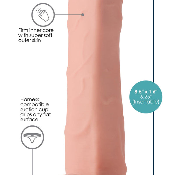 Thrusting and Vibrating 8 Inch Dildo - Light