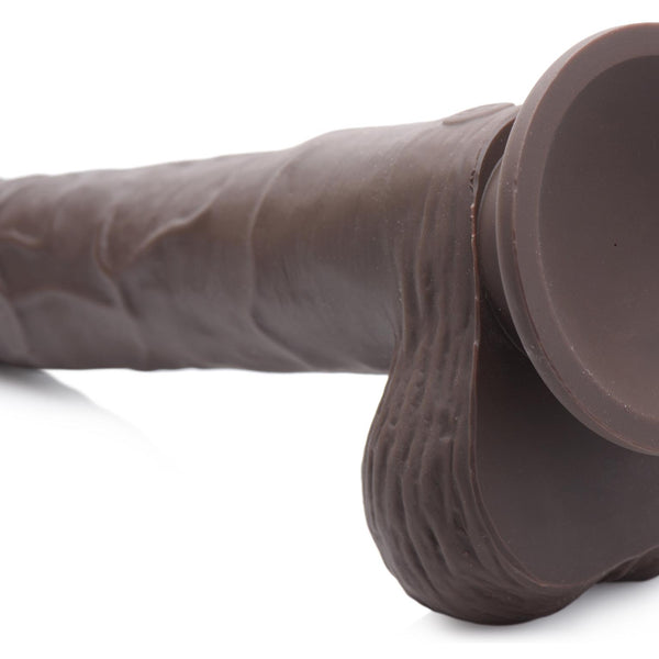 Thrusting and Vibrating 8 Inch Dildo - Dark