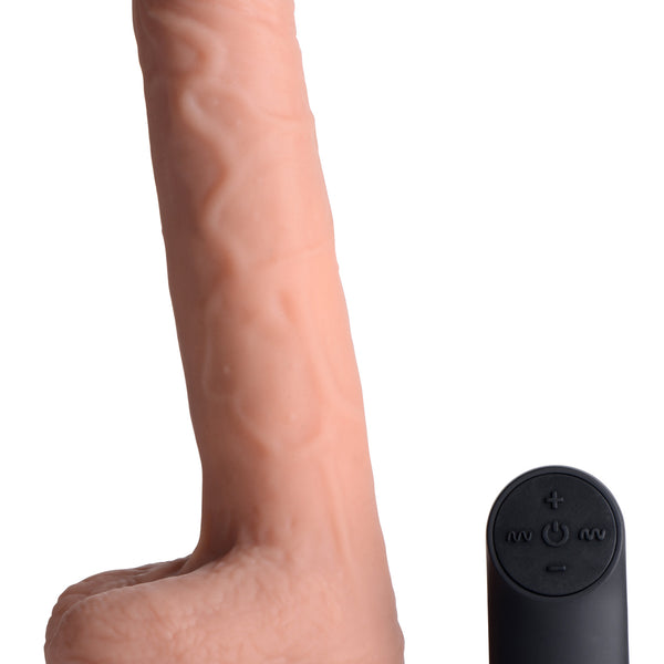 Vibrating & Thrusting Remote Control Silicone Dildo - 10 Inch