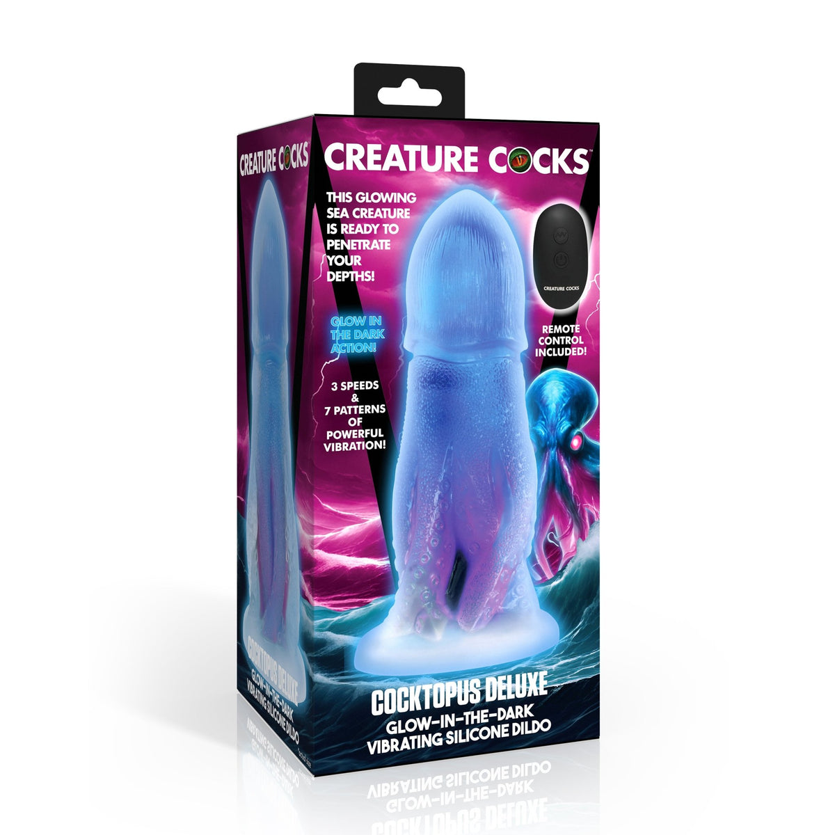 Cocktopus Deluxe Glow - in - the - Dark Vibrating Silicone Dildo - Royal Sins