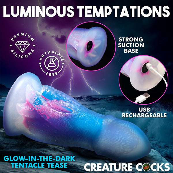 Cocktopus Deluxe Glow - in - the - Dark Vibrating Silicone Dildo - Royal Sins
