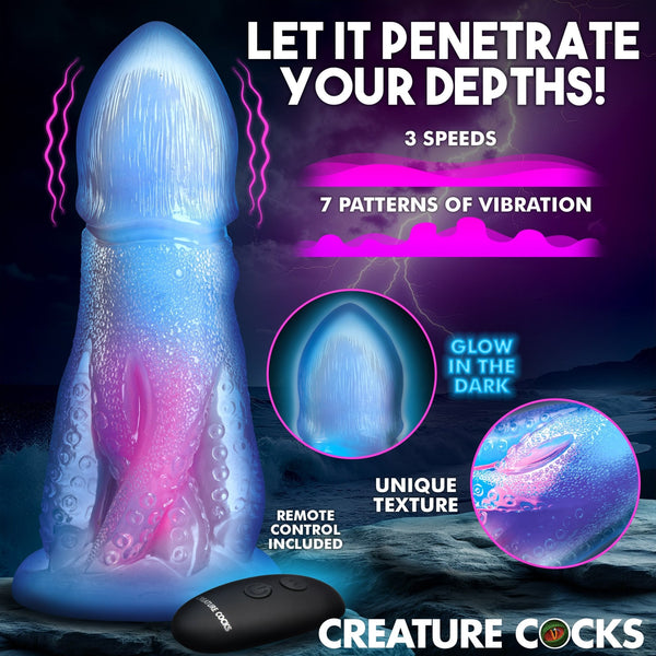 Cocktopus Deluxe Glow - in - the - Dark Vibrating Silicone Dildo - Royal Sins