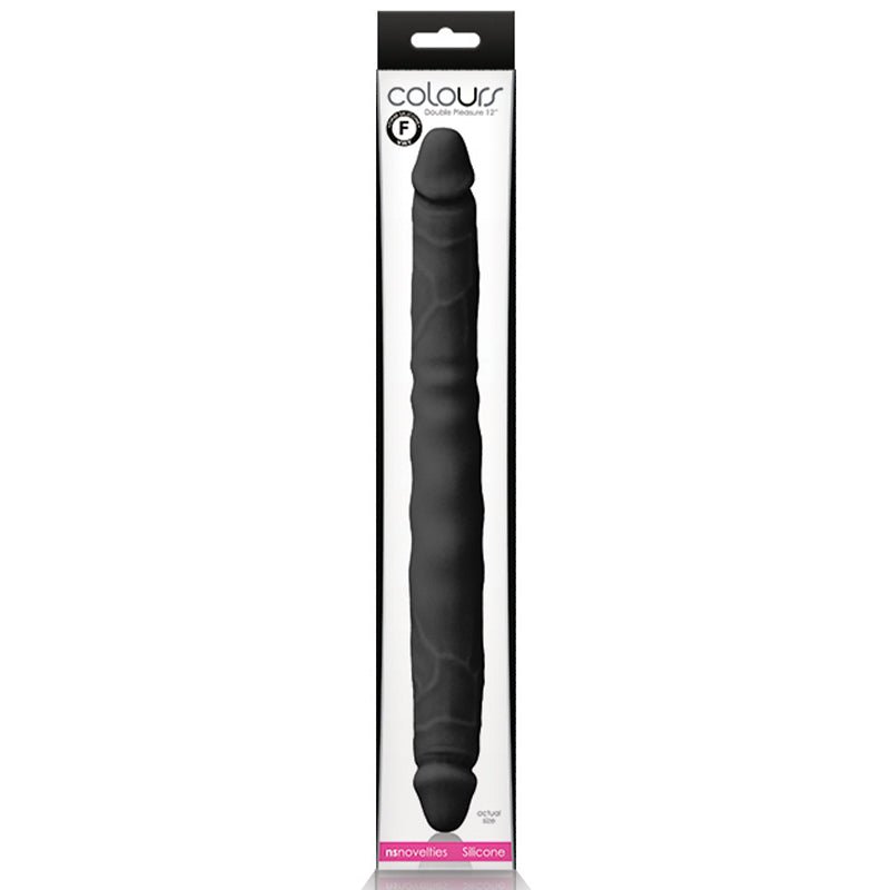 Colours Double Pleasure 12 in. Dual Ended Dildo Black - Royal Sins