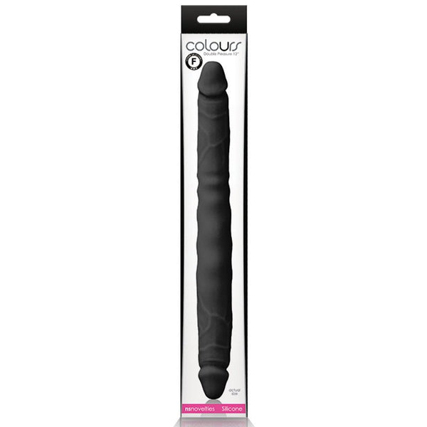 Colours Double Pleasure 12 in. Dual Ended Dildo Black - Royal Sins