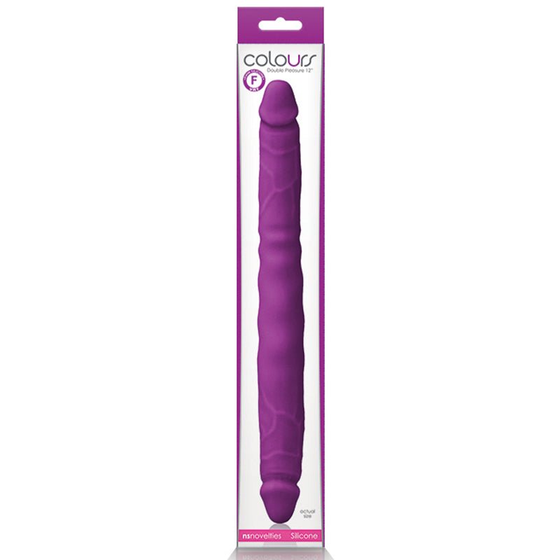 Colours Double Pleasure 12 in. Dual Ended Dildo Purple - Royal Sins