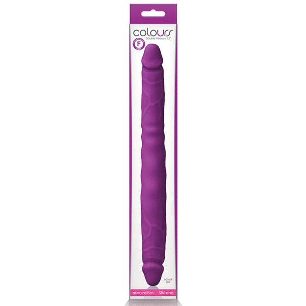 Colours Double Pleasure 12 in. Dual Ended Dildo Purple - Royal Sins