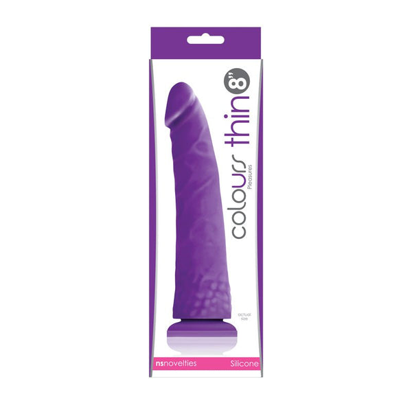 Colours Pleasures Thin 8 in. Dildo Purple - Royal Sins