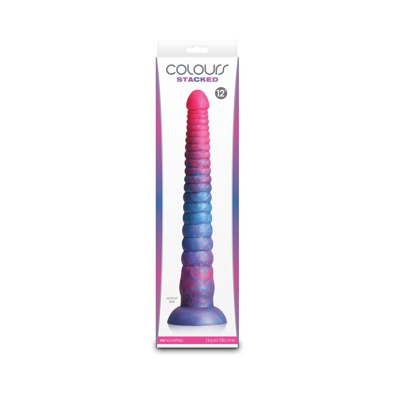 Colours Stacked 12 in. Dildo Pink/Blue - Royal Sins