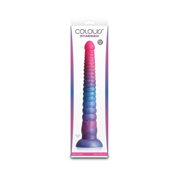 Colours Stacked 12 in. Dildo Pink/Blue - Royal Sins