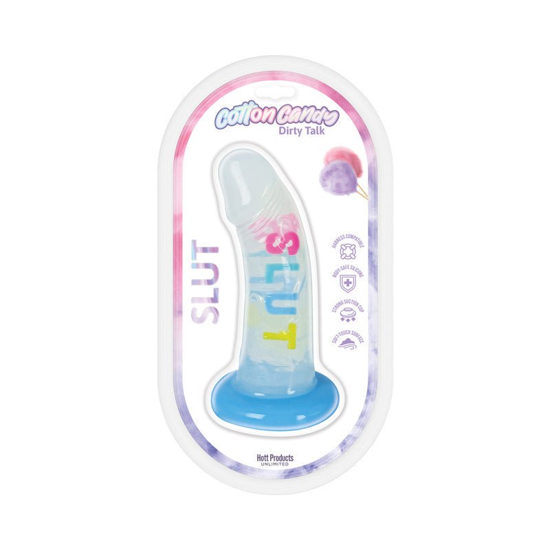 Cotton Candy Dirty Talk Slut 6 in. Silicone Dildo - Royal Sins